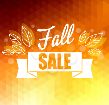 Autumn sun triangle vector background with leaves. Vector illustration Eps10. Big sale