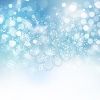 Vector illustration. Abstract Christmas snowflakes background. Blue color