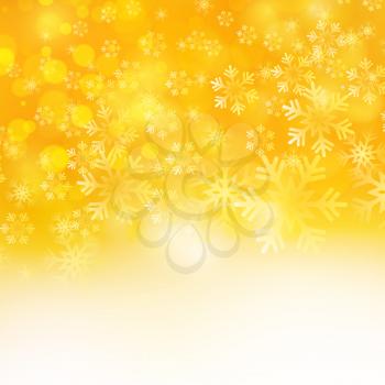 Vector illustration. Abstract Christmas snowflakes background. Orange color