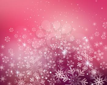 Vector illustration. Abstract Christmas snowflakes background. Pink color