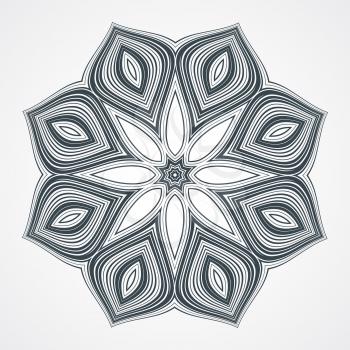 Abstract round ornament. Ethnic Fractal Mandala. Vector Circle Meditation Tattoo. Lotus flower