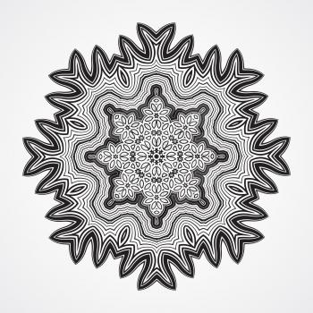 Abstract round ornament. Ethnic Fractal Mandala. Vector Circle Meditation Tattoo