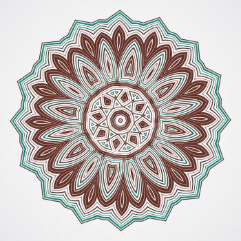Abstract round ornament. Ethnic Fractal Mandala. Vector Circle Meditation Tattoo