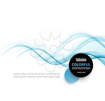 Vector Abstract blue smoke  curved lines background. Brochure design