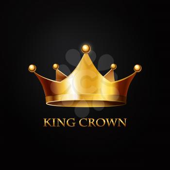 Gold Crown on black  Background. Vector Illustration