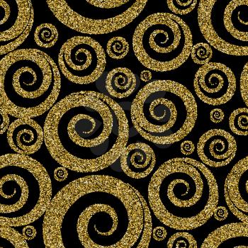  Classic seamless gold glitter pattern.  Gold circle ornate. Retro gold seamless. Circle pattern