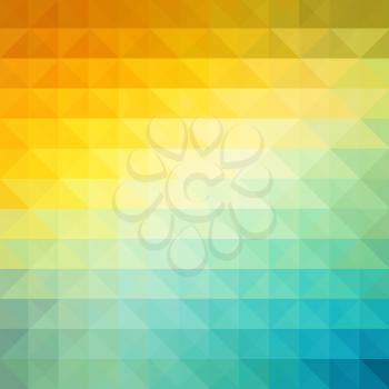 Abstract geometric background with orange, blue and yellow triangles. Vector illustration Summer sunny design.