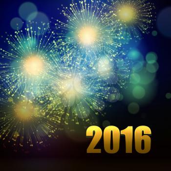 Vector Holiday Fireworks Background. Happy New Year 2016