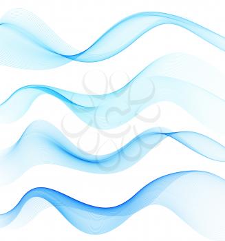 Vector Set of  color Abstract smoke  curved lines 