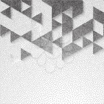 Vector abstract geometric background with cubes. Retro style design for poster or cover. Stipple effect