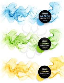Set of Abstract smooth color wave vector. Curve flow blue, green, orange motion illustration for design website, brochure, banner