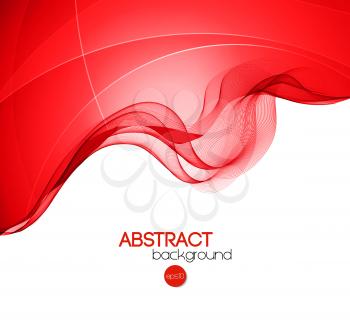 Vector Abstract red curved lines background. Brochure design