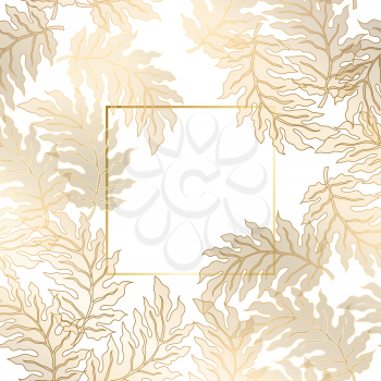 Vector vintage gold card with damask pattern  EPS 10