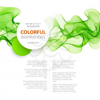 Abstract green wavy lines.  Colorful vector background. Green wave. Green smoke wave. Transparent green wave. green wave design