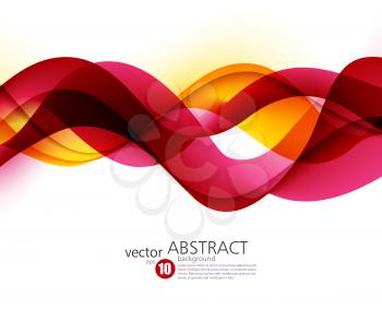 Colorful vector wavy lines. Abstract background. Red and orange smoke wave. Transparent waved lines