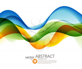 Colorful vector wavy lines. Abstract background. Green and orange smoke wave. Transparent waved lines