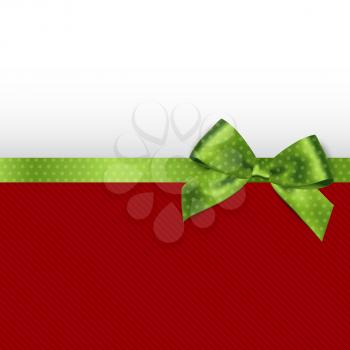 Holiday background with green polka dots bow