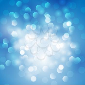 Christmas abstract blue background with bokeh light