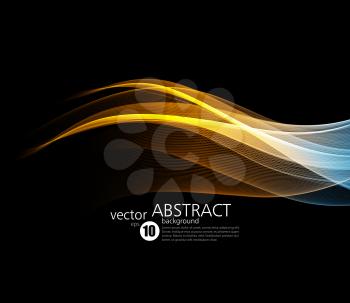 Vector Abstract shiny color gold wave design element on dark background. Science or technology design