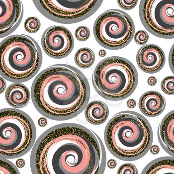 Abstract seamless circles pattern with gold glitter. Vintage wallpaper