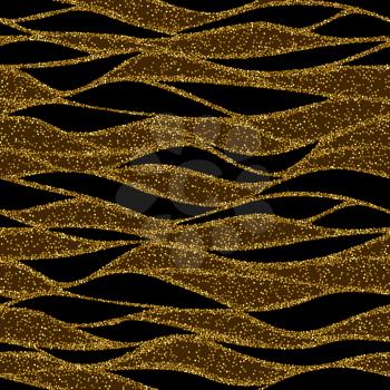 Seamless vector abstract wave pattern for textile and decoration with gold glitter effect
