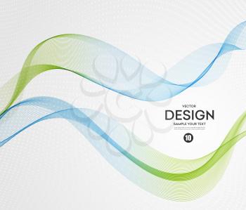 Abstract vector background, blue and green waved lines for brochure, website, flyer design. Transparent wave. Fresh design