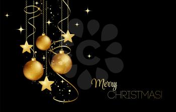Vector elegant Christmas background with gold evening baubles