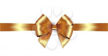 Shiny golden satin ribbon . Vector isolate gold bow for design greeting and discount card