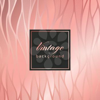 Vector vintage rose gold card with seamless damask pattern EPS 10