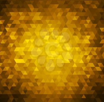 Vector Gold bright background with triangle shapes. Golden ornament