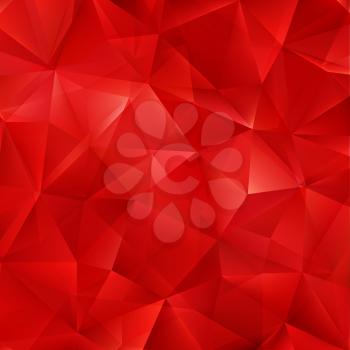 Vector red bright background with triangle shapes. Golden ornament