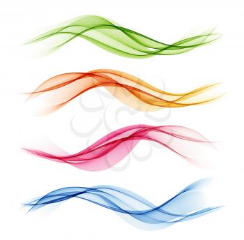 Vector Set of color abstract wave design element. Abstract background, color flow waved lines for brochure, website, flyer design. Transparent smooth wave. Green, blue, orange, magenta