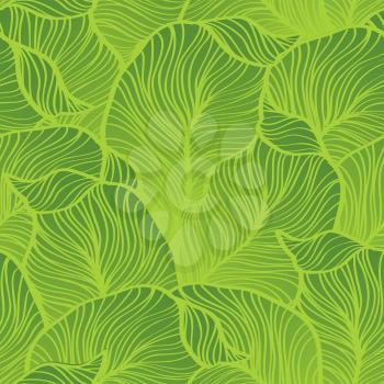 Green leaves pattern. Seamless vector. Nature background. Decorative foliage