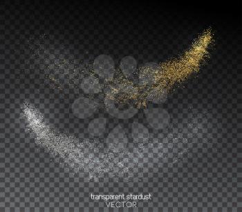 Abstract shiny color gold and silver design element with glitter effect on transparent background. Fashion sequins for voucher, website and advertising design. Tail comet