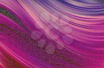 Abstract colorful vector background, color flow liquid wave with golden dust for design brochure, website, flyer. Stream fluid. Smooth texture. Fiber lines