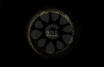 Abstract shiny color gold design element with glitter effect on dark background. Fashion sequins for voucher, website and advertising design