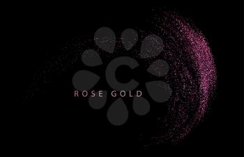 Abstract shiny color rose gold design element with glitter effect on dark background. Fashion sequins for voucher, website and advertising design