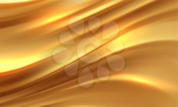 Beautiful Gold Satin. Elegant Drapery Background. Vector Illustration