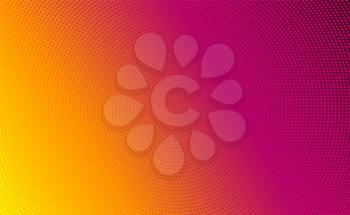 Abstract vector background. Halftone gradient gradation. Vibrant texture. Orange, red and purple retro color. 80s style.