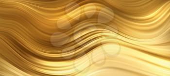 Abstract Gold smoke Waves. Shiny golden moving lines design element for gift, greeting card and disqount voucher. Vector Illustration