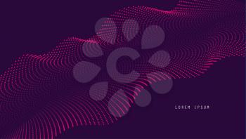Vector background with color abstract wave dots. Modern science banner halftone effect