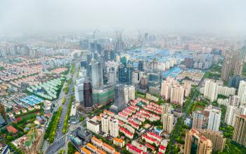 Aerial view of Shanghai city centre - China