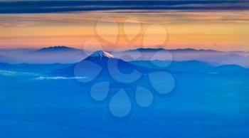 Aerial view of Mount Fuji in the morning - Japan