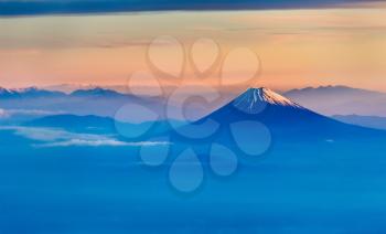 Aerial view of Mount Fuji in the morning - Japan