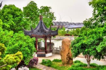 Garden near the canal and the city walls in Suzhou - China