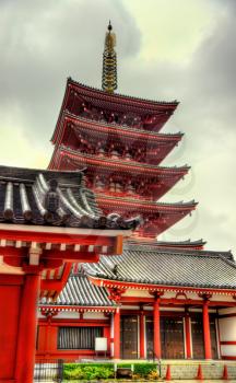 Five-Storey Pagoda of Senso-ji Temple, Asakusa,Tokyo - Japan