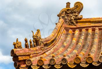 Roof decorations in the Forbidden City, Beijing - China