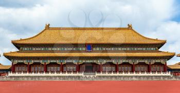 Meridian Gate of the Palace Museum or Forbidden City in Beijing, China