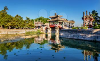 Traditional chinese bridge at the Summer Palace in Beijing, China