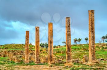 Timgad, ruins of a Roman-Berber city, UNESCO heritage in Algeria.